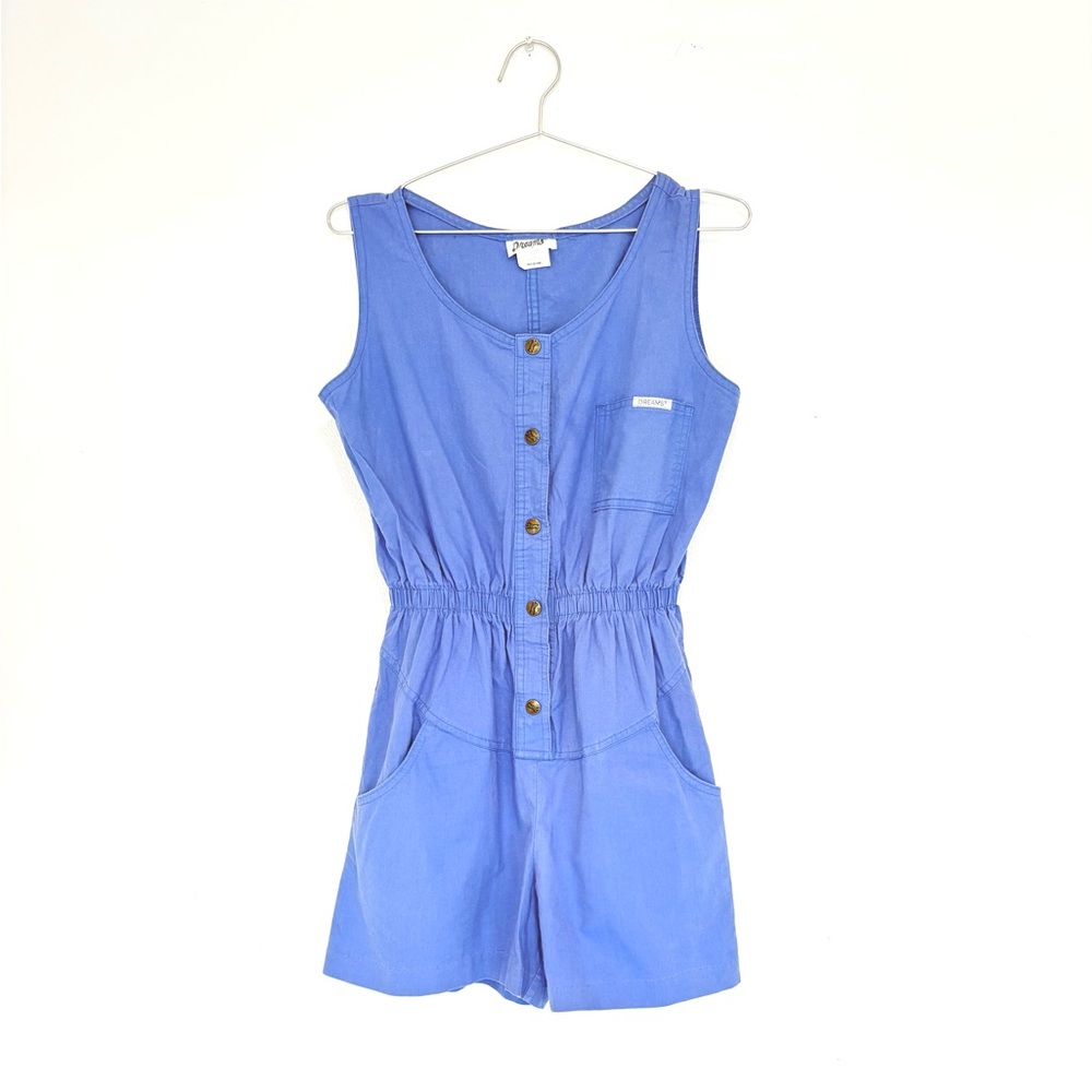 vtg cobalt romper - blue 100% cotton  - M